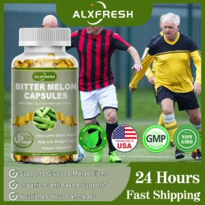 les capsules de melon amer soutiennent le sucre dans le sang stable, l'hypertension cardiovasculaire et diabétique, soutient le métabolisme du glucose